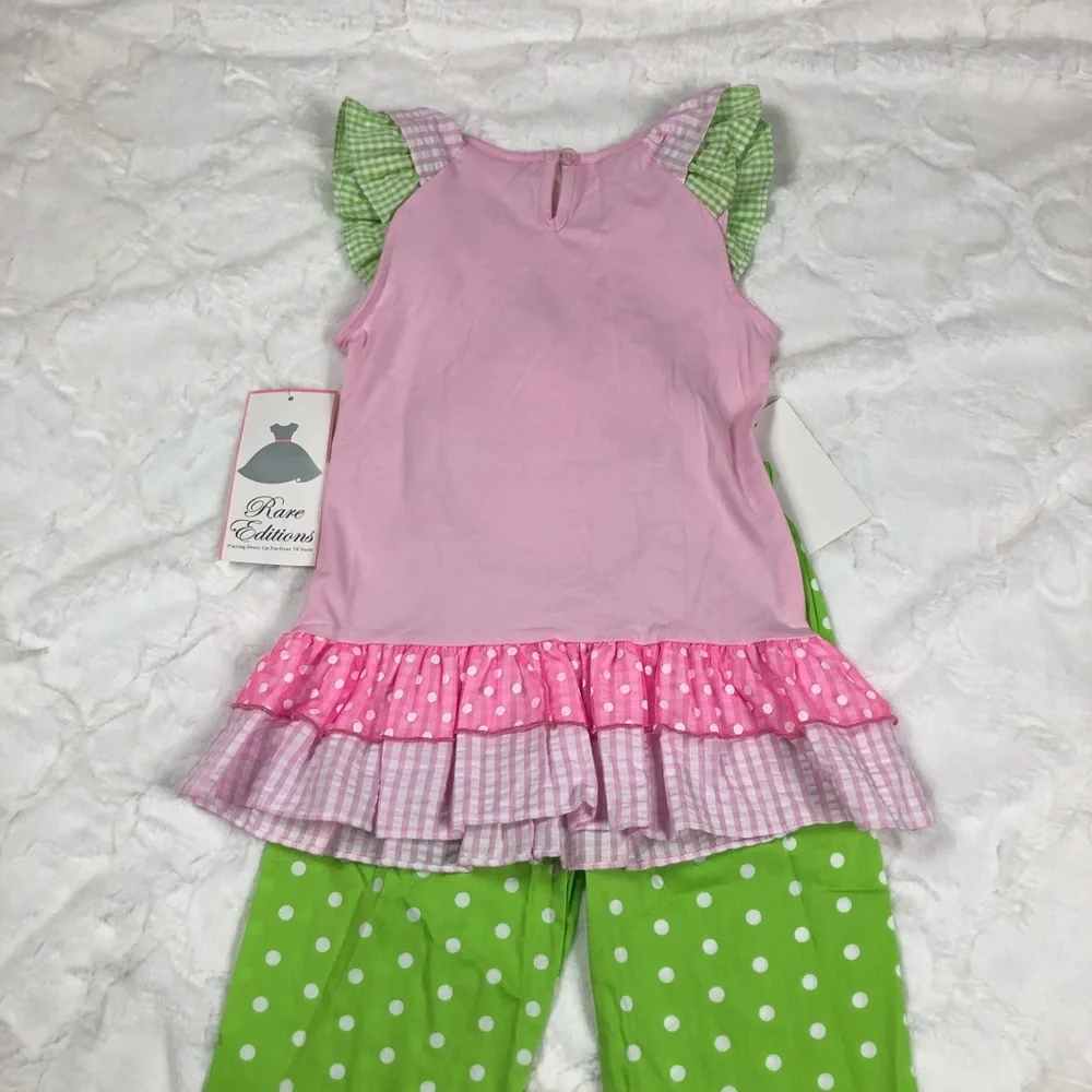 Bonnie Jean Pink and Green Polka Dot Cupcake Outfit size 5
